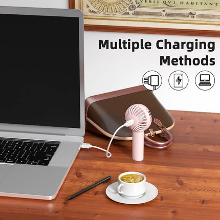 Handheld Fan Dual Motors Powerful Fan 3 Speeds Personal Small Desk Fan Lightweight Makeup Usb Rechargeable Fan For Indoor Outdoor