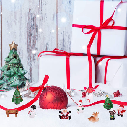 KUUQA 50 Pcs Mini Christmas Ornament Kits,Mini Christmas Trees Bottle Brush Trees with Resin Santa Claus, Snowman, Snowflake, Bell, Elk, Candy Cane for Christmas Party Supplies