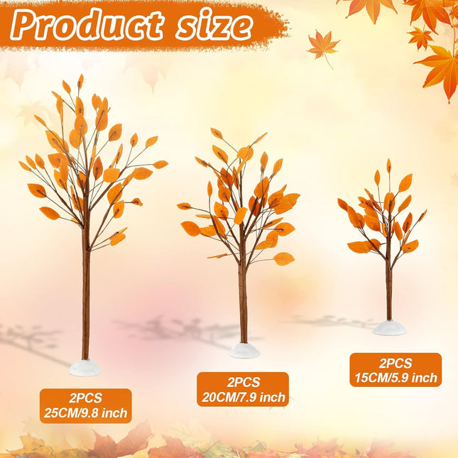 Halloween Village Accessories Mini Tree Ornament Autumn Winter Artificial Tree Display Small Bare Branch Trees Fall Fake Branches Tabletop Tree for Home Office Festival Decor, 3 Sizes(Yellow)