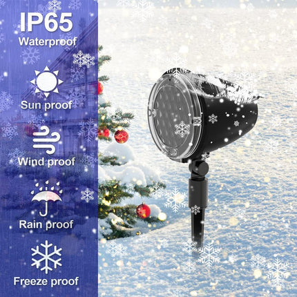 Christmas Snowflake Projector Lights,Outdoor Christmas Snowfall Light,Holiday Lights Projector,Waterproof White Snow Landscape Decorative Lighting for Halloween Xmas Wedding Party