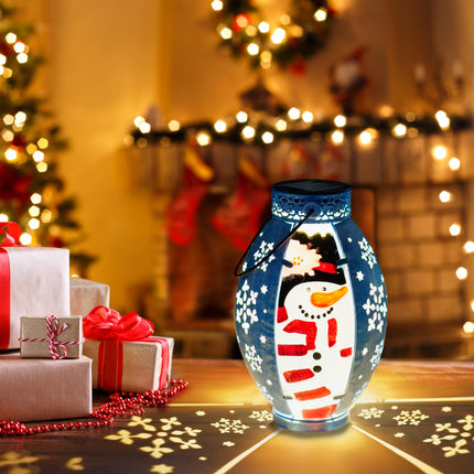 Solar Christmas Decorations Outdoor Yard Snowman Lantern, Hanging Christmas Decorations Solar Powered Lantern, Christmas Solar Lanterns Waterproof Winter Decor