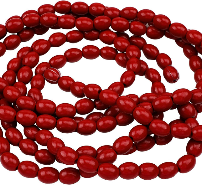 Tigeen 12ft Christmas Boho Wood Bead Garland Vintage Cranberry Wooden Beads Garland Decor Xmas Red White Rustic Christmas Tree Garland Farmhouse Wall Hanging Ornaments(1 Pcs,Cranberry Red)