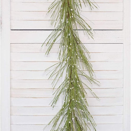idyllic 4FT Garland with Artificial White Berries, Pine Needles Fake Hanging Vine Plant for Home Decoration