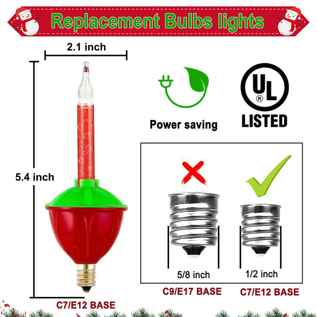 Christmas Replacement Bubble Lights Bulbs, 8 Pack Multi-Color Bubble Replacement Bulbs with Glitter Liquid C7/E12 Candelabra Base for Xmas Christmas Celebrations Decorations