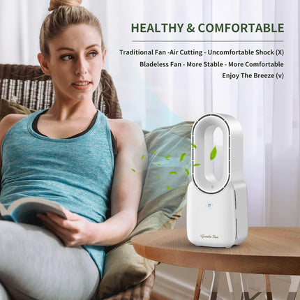 Misby Desk Fan, Portable Bladeless Fan 11.8 Inch Personal Cooling Fan With 4 Speeds, Leafless 5 Colors Led Lights Touch Control