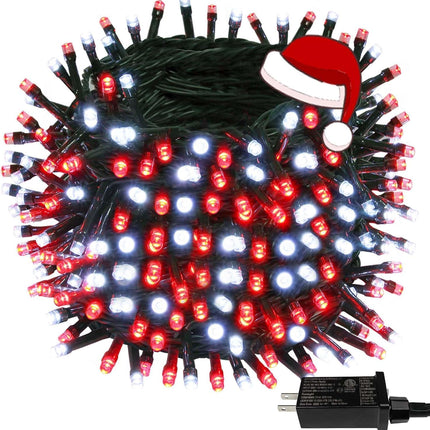 BHCLIGHT 95FT 240 LED Green Wire Christmas Lights for Outdoor/Indoor, Christmas Tree Lights with 8 Lighting Modes, Plug in String Lights for Christmas Decorations Party Wedding (Red&Cool White)