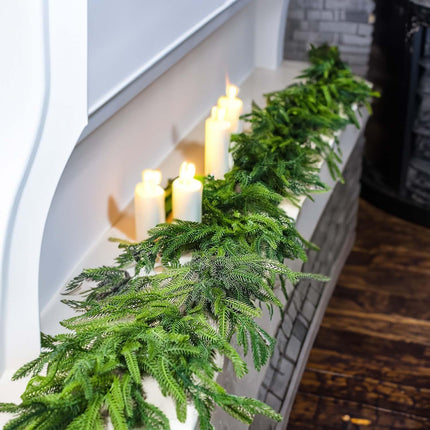 Norfolk Pine Garland - 8.86ft Artificial Christmas Garland Long Faux Greenery Garland,Real Touch Norfolk Pine Wreath,for Holiday, Fireplace, Mantle, Window, Stairs, Indoor, Outdoor Decor