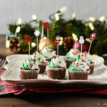 200Pcs Christmas Cocktail Picks,Christmas Tree Snowflake Snowman Santa Claus Reindeer Cocktail Picks Party Toothpicks for Appetizers Cocktail Decorations for Christmas Party Supplies