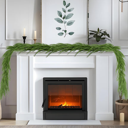 Realistic Norfolk Pine Garland Christmas Garlands, SAREAL 9ft Artificial Faux Greenery Garland for Christmas Festive Holiday Decor