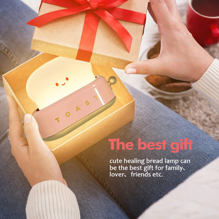 QANYI Cute Desk Decor Toaster Lamp, Kawaii LED Toast Bread Night Light Rechargeable and Portable Light with Timer, Christmas s Ideas for Baby Kids Girls Teens Teenages