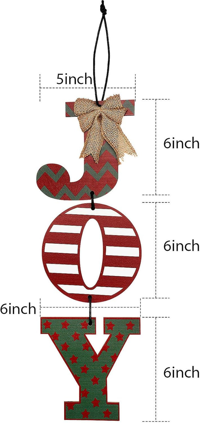 Christmas Decoration Wall Sign, Christmas Joy Sign for Home Decor Letter Wreath Christmas Hanging Wood Letters for Front Door, Wall
