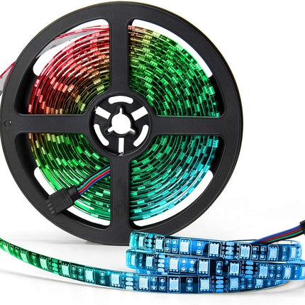 SUPERNIGHT LED Strip Lights, 16.4FT 5M SMD 5050 Waterproof 300LEDs RGB Color Changing Flexible LED Light Strip for Bedroom, TV Back Lighting, Christmas, Valentine's Day (Black PCB)