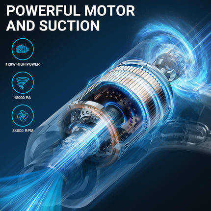 Handheld Car Vacuum Cleaner High Power Cordless, 120W Portable Car Vacuum Cleaner With 18000Pa Suction & Air Duster, Mini Hand Held Vacuum Cleaner For Car Home Cleaning
