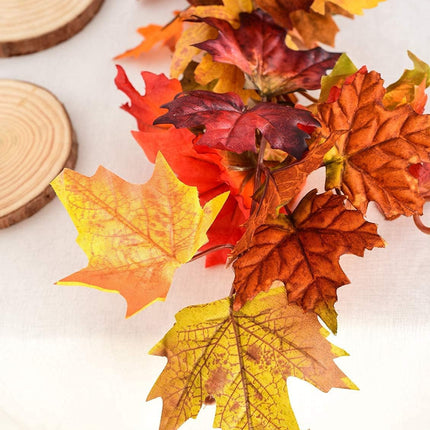 Artiflr 3 Pack Fall Maple Leaf Garland Artificial Maple Garland, Autumn Hanging Fall Leave Vines for Indoor Outdoor Wedding Thanksgiving Dinner Party Decor