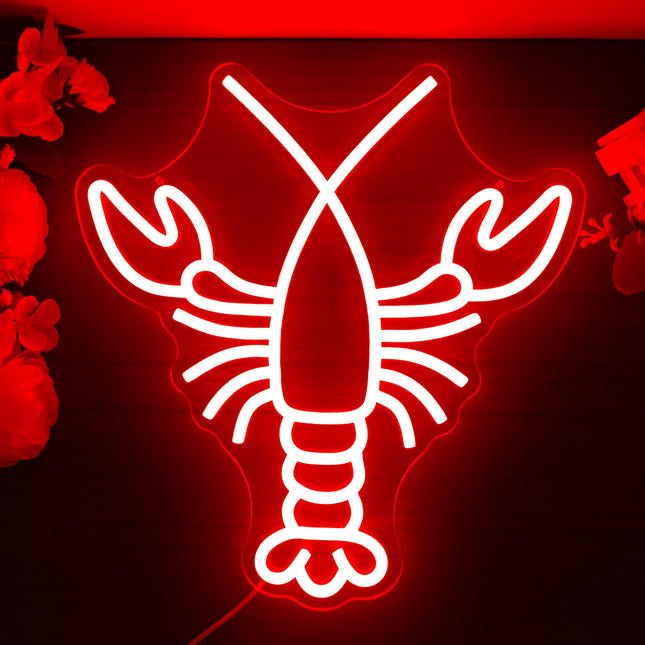 Lobster Neon Sign Dimmable Red Neon Signs for Wall Decor Led Neon Sign for Bedroom Bar Neon Signs Neon Light Up Signs for Home Club Party Hotel Bar Restaurant Christmas Halloween Decor