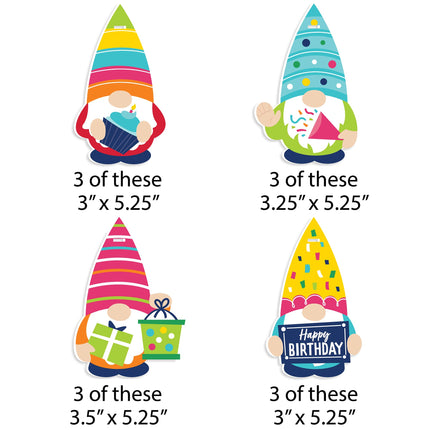 Big Dot of Happiness Gnome Birthday - Happy Birthday Decorations - Tree Ornaments - Set of 12