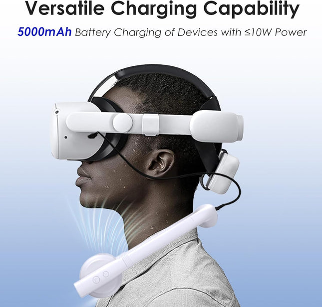 Book Light With Neck Fan, Portable Rechargeable Reading Light HandsFree Design For Bedtime Reading, Foldable And Wearable With 50