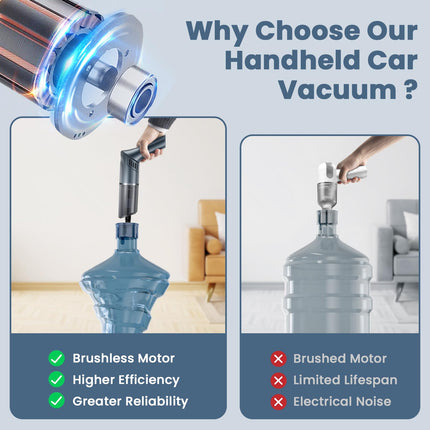 Car Vacuum Handheld Vacuum Cordless 120W12Kpa Strong Suction Portable Hand Vacuum Cordless Rechargeable, Powerful Mini Vacuum Wireless Car Vacuum Cleaner For Car Hair Hardwood Floor Home Office