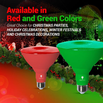 4 Pack BlueX LED Par38 Flood Green Red Light Bulb - 18W (120Watt Equivalent) - Dimmable - Green Red E26 LED Lights, Party Decoration, Porch, Home Christmess Lighting