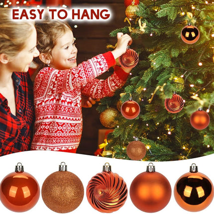 2.36" Orange Christmas Balls Ornaments 25 Pcs Shatterproof Christmas Ornaments Set Halloween Balls Ornaments Orange Ornaments for Christmas Tree Holiday Party