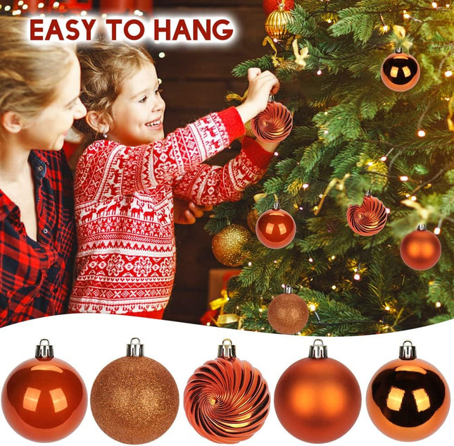 2.36" Orange Christmas Balls Ornaments 25 Pcs Shatterproof Christmas Ornaments Set Halloween Balls Ornaments Orange Ornaments for Christmas Tree Holiday Party