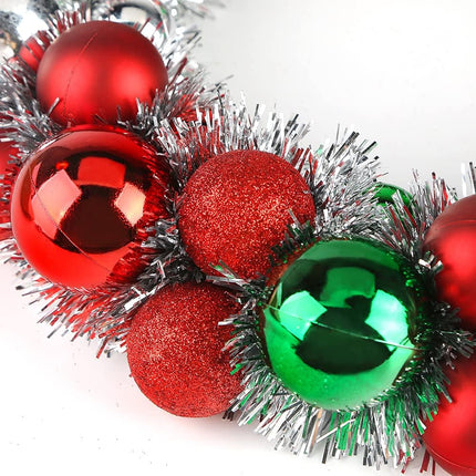 HAKACC Christmas Decor Ball Wreath, 13 Inches Red and Green Ornament Wreath Garland Decoration for Christmas Festival Celebration Door Window Wall Home Theme Party Decoration