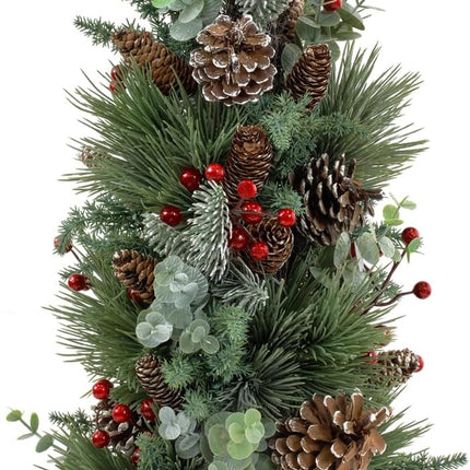 20 Inch Tabletop Christmas Tree, Small Christmas Tree with Pine Needles, Berry and Eucalyptus, Tabletop Small Xmas Tree Perfect Christmas Decoration for Home, Living Room, Table