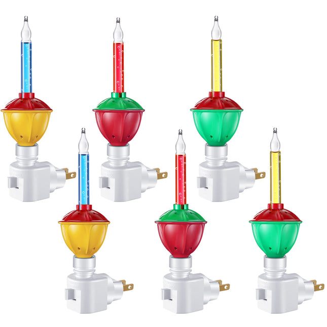 6 Pieces Christmas Bubble Lights, Traditional Vintage Night Lights with E12 Candelabra Base, Colorful Fluid Christmas Lights with Swivel Plug in Base