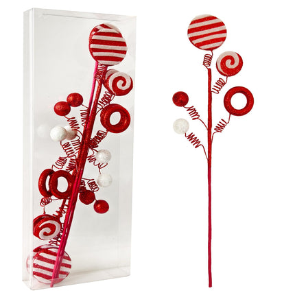 4 Pcs Christmas Tree Picks and Sprays, 17 Inch Grinchs Christmas Tree Decorations, Glitter Red and White Christmas Ornaments for Tree Topper Filler, Candy Cane Xmas Grinchmas Décor