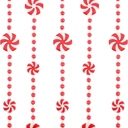 2 Pieces 19.6 feet Christmas Candy Garland Christmas Tree Garland Plastic Christmas Bead Garland Xmas Holiday Candy Cane Decor for Christmas Tree Wreaths Fence Fireplace Decorations