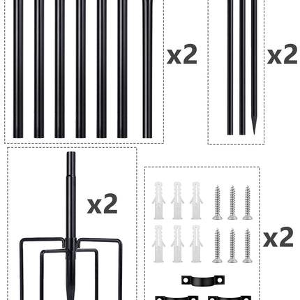 XDW-S String Light Pole - Steel Poles for Outdoor String Lights Hanging, Garden, Backyard, Patio Lighting Stand for Parties, Christmas, Wedding, 2 Pack
