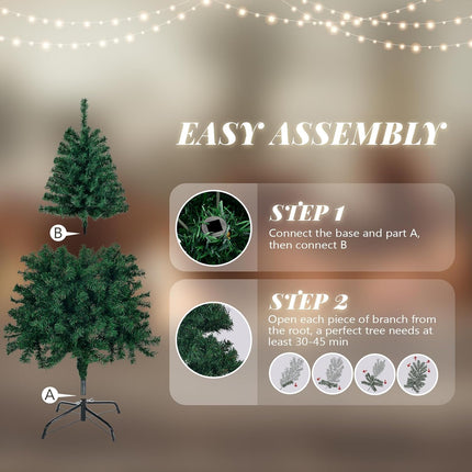 Bonnlo Artificial Christmas Tree, Full 4ft Christmas Tree w/ 346 Branch Tips, Small Xmas Tree for Home, Office, Party Decoration, Green