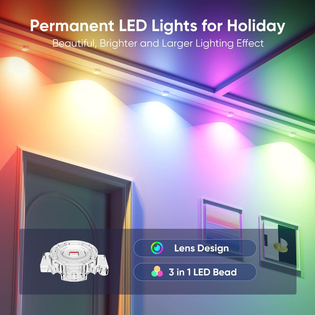 Permanent Christmas Lights Outdoor 100ft, Permanent Outdoor Lights with App/Remote Control, Smart Eave Lights with 72 LED Beads, IP67 Waterproof Outdoor Lighting for Holiday, Christmas, Daily