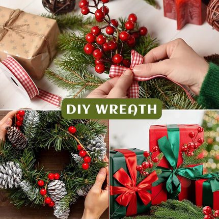 35 Pack Artificial Red Berry Stems 8 Inch Christmas Berry Picks Red Holly Berries for Christmas Tree Decorations DIY Crafts Wedding Winter Holiday Home Decor