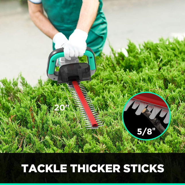 Litheli 20V Cordless Hedge Trimmer 20 Inch, Power Hedge Trimmer for Bush & Shrub Cutting, Trimming, Pruning, with 2.0Ah Battery and Charger Included