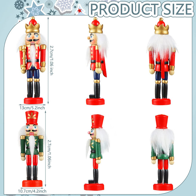 12 Pcs Wooden Soldier Nutcracker Ornaments - Small Hanging Xmas Decor for Tree - Classic Figures