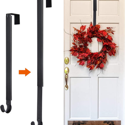 Kederwa Adjustable Wreath Door Hanger, Metal Wreath Hooks Over The Door from 14.9-25 Inch, Halloween Wreath Holder for Fall Christmas Thanksgiving Wreath Decor