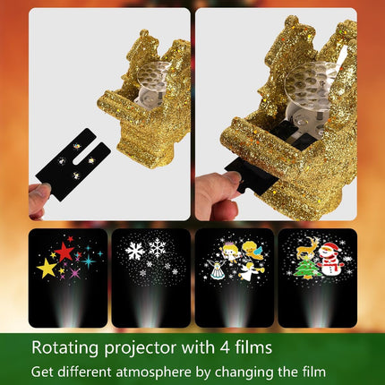 Christmas Tree Topper Lighted with 4 Projected Patterns, Christmas Tree Topper Star Projector Build-in LED Rotating Lights, 3D Glitter Gold Star for Xmas Party Holiday Decoration (Star)