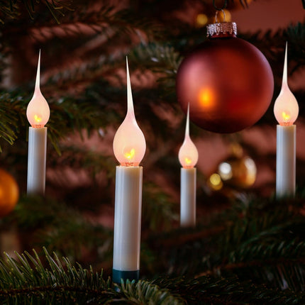 12 Pack Christmas Flicker Flame Silicone Candle Lights Bulbs, C7 Clear Silicone Flickering Decorative Light Replacement Bulbs for Electric Candle Lamps, Chandelier, E12 Candelabra Base, 1Watt