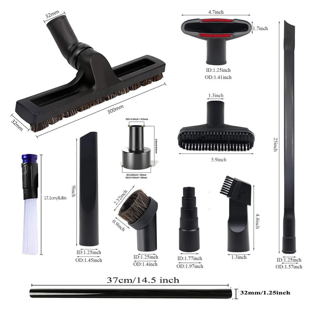 12 Pcs Universal Vacuum Attachments For Shop Vac Accessories, 1 14 To 2 12 Vacuum Cleaning Tools Kit, Dirt Remover For Home Air Vents Corner Pets Drawer Car Dusty Vacuum Brush Attachment