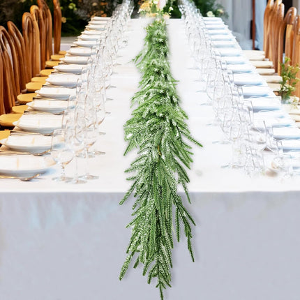 6.5ft Christmas Garland Decoration Christmas Norfolk Pine Garland Artificial Frosted Norfolk Pine Garland for Christmas Holiday Table Fireplace Wall Home Decor