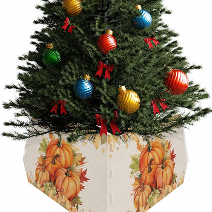 Christmas Tree Collar, Orange Pumpkins Fall Tree Collars Folable Christmas Tree Ring, Thankshgiving Maple Leaf Botanical Tree Skirt Xmas Tree Stand for Christmas Decorations & s 4Pcs-14.5"x10"