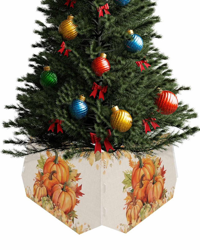 Christmas Tree Collar, Orange Pumpkins Fall Tree Collars Folable Christmas Tree Ring, Thankshgiving Maple Leaf Botanical Tree Skirt Xmas Tree Stand for Christmas Decorations & s 4Pcs-14.5"x10"