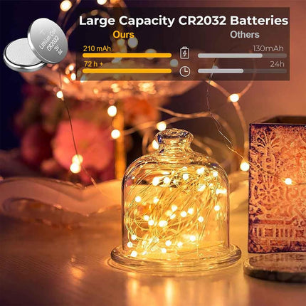 20 Pack Fairy Lights Battery Operated 3.3ft 20 LED Mini String Lights Copper Wire Firefly Starry Lights for Mason Jars Wedding Centerpieces Party Christmas Decor, Warm White