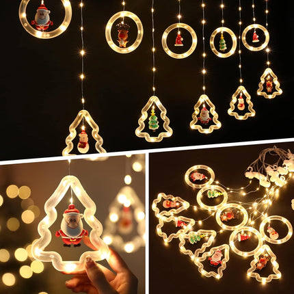 Christmas Window Lights, 9.8 Ft 120 LED Christmas Decorations Light, 3D Hanging Lights Christmas Element Decor with Flashing Lights for Bedroom Patio Garden Party Home Indoor Outdoor Xmas Decor