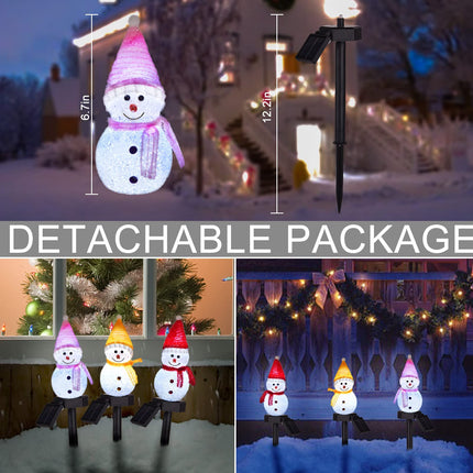 3-Pack Solar Snowman Christmas Pathway Lights, Snowman Lights with Stake Outdoor Waterproof, Outdoor Decorative Lights for Garden Yard Street Pathway Park Christmas Wedding