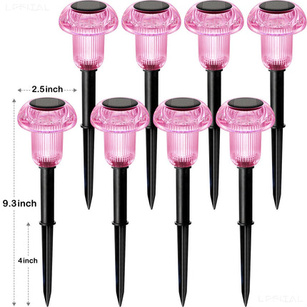 Solar Pathway Lights Pink Solar Lights Outdoor 8 Pack Solar Mushroom Lights Outside LED Lighting Solar Garden Lights Stake Waterproof for Path, Lawn,Landscape,Courtyard(Purple)