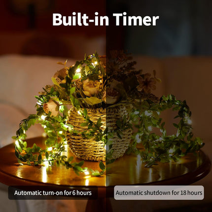 Ariceleo Artificial Garland USB Fairy Lights - 4 Packs 16.4ft | 50 LED Vine Twinkle String Lights with Remote | Timer | 8 Modes | Copper Wire | Ideal for Party, Wedding, Christmas | Warm White