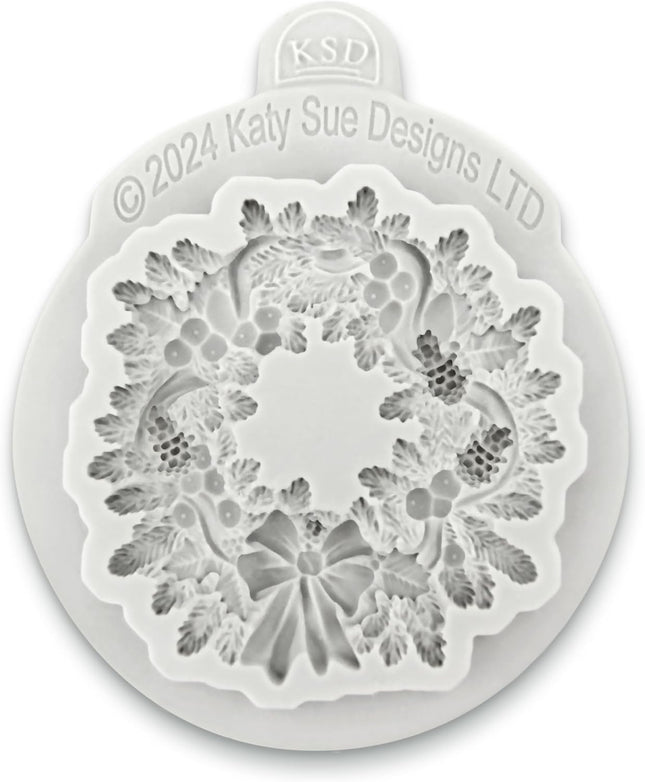 Katy Sue Christmas Wreath Silicone Mold for Christmas Cake Decorating & Christmas Clay Crafts For Use With Fondant, Gum Paste, & Air Dry Clay from Katy Sue Christmas Molds