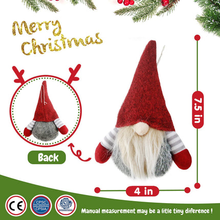 Houwsbaby 6pcs Little Swedish Gnome Christmas Tree Decorations Kit Xmas Pendants Handmade Plush Tomte Nisse Small Scandinavian Nordic Hanging Décor Holiday Ornament Party Accessories 7.5''